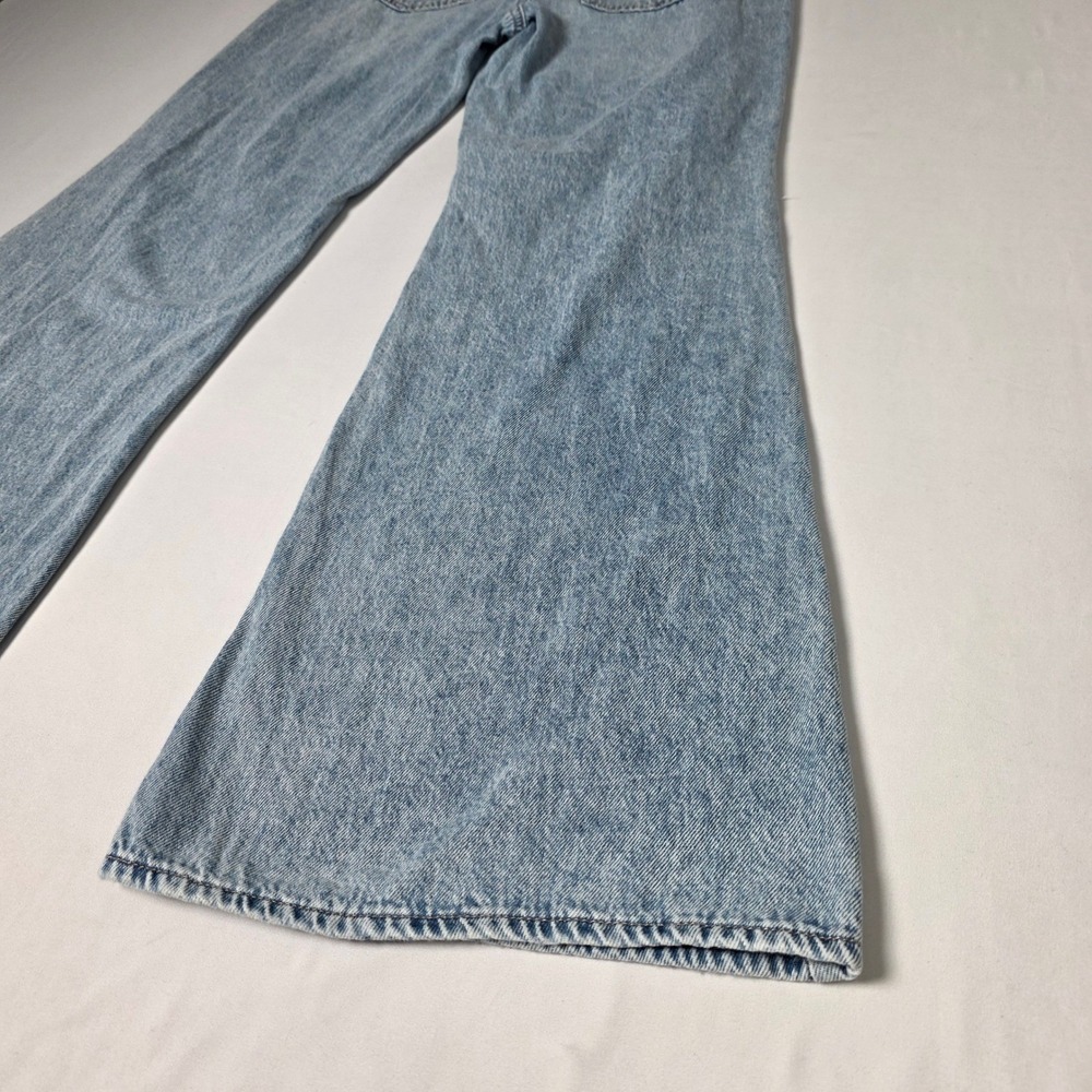 SO Slouchy Flare Jeans Women 5/27W Light Wash Distressed Mid Rise Wide Leg Denim - Picture 11 of 11